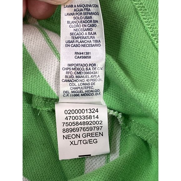 Chaps Polo Shirt Mens XL Green with White Strips Classic Fit Cotton Short Sleeve - Picture 11 of 12